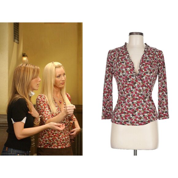 ASO PHOEBE BUFFAY FRIENDS Bubblegum Wrap Top RARE VINTAGE - Picture 1 of 4